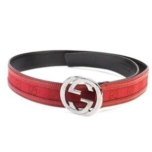 Gucci GG Guccissima Medium Width Leather Trim Belt Size 32 unisex RARE